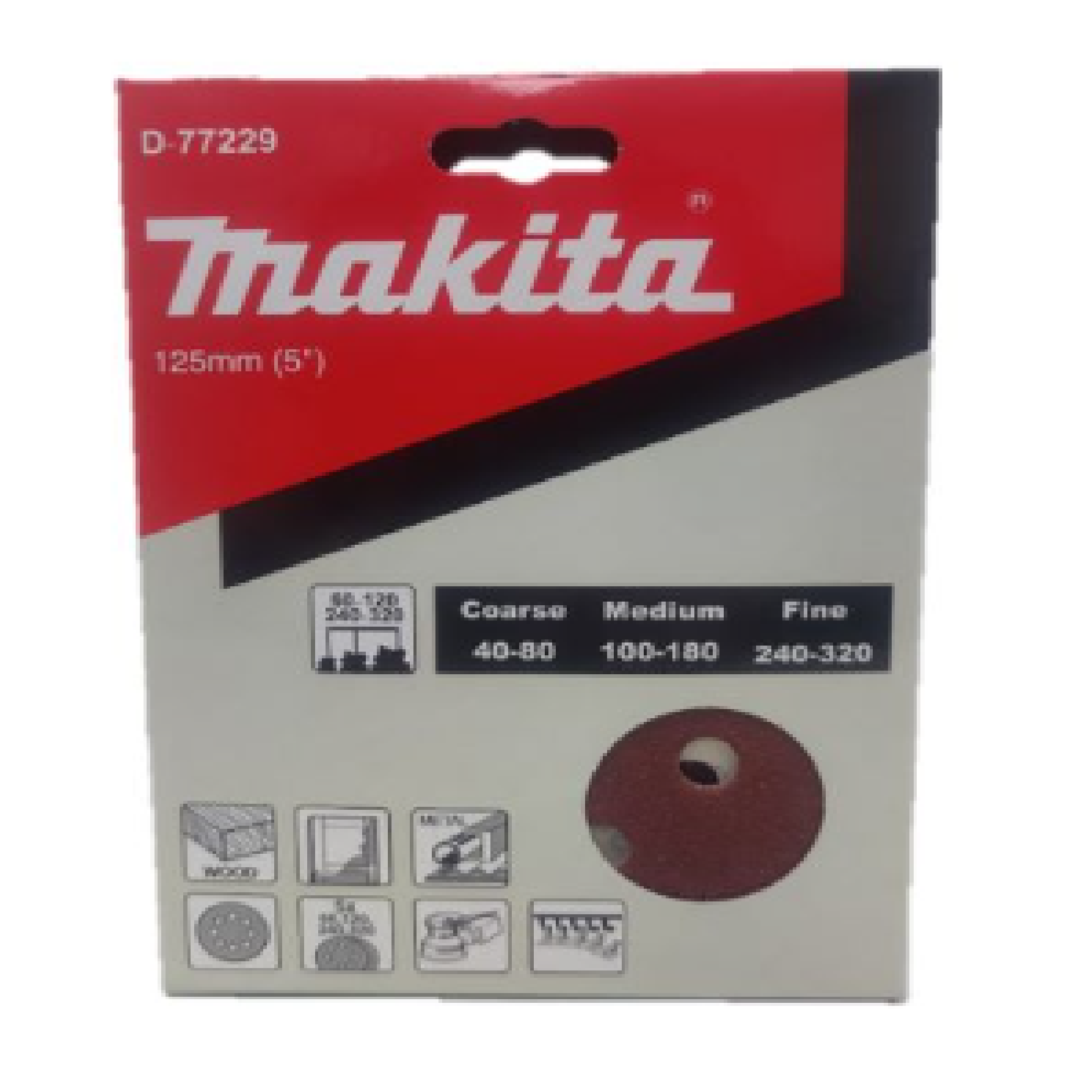 Makita D-77229 ASSORTMENT HOOK & LOOP Abrasives 5"/125MM 20PC/Pack